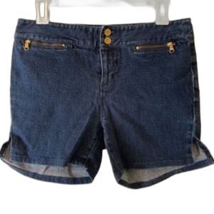 Ralph‎ Lauren Jeans Co Blue Denim Shorts 6P Gold Zipper Pockets Dressy Unique
